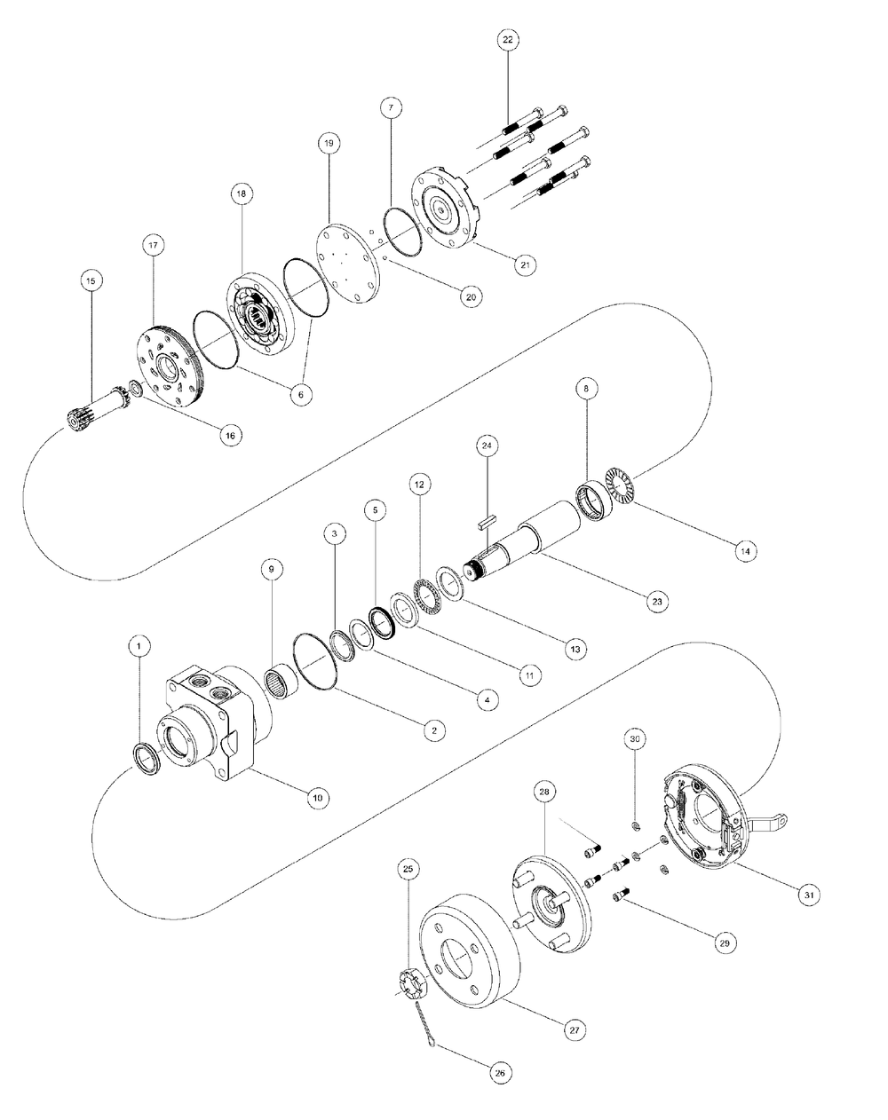 Wheel Motors (White) Diagram and Parts List for S7237-KW 53AI8DU8050-37HP Cub Cadet Lawn Tractor